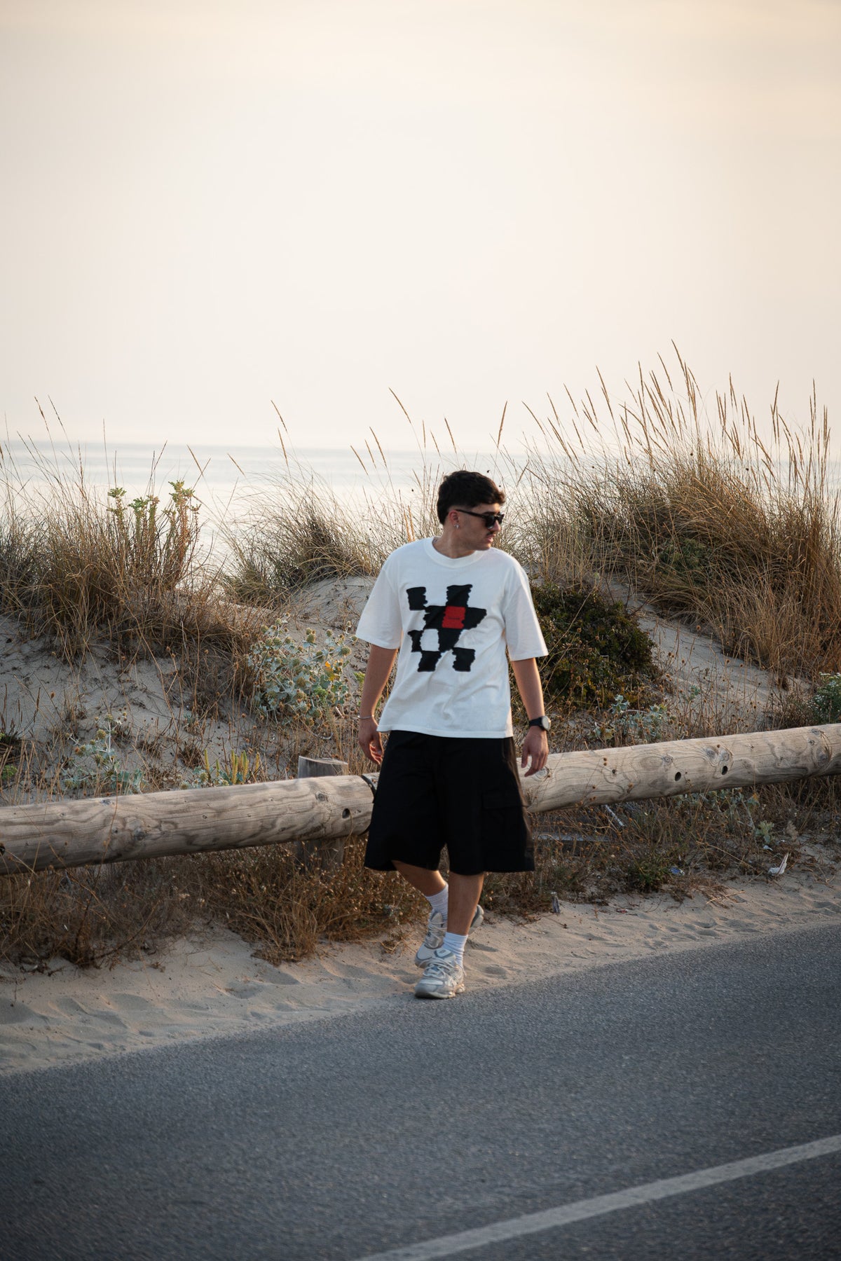 Tshirt-Checkered drawn WHITE