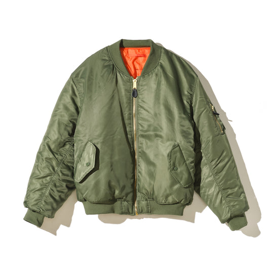 Nylon bomber jacket-embroidered GREEN