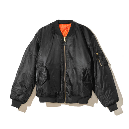 Nylon bomber jacket-embroidered BLACK