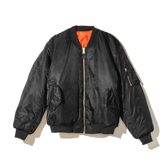 Nylon bomber jacket-embroidered BLACK