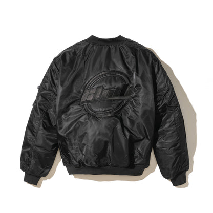 Nylon bomber jacket-embroidered BLACK