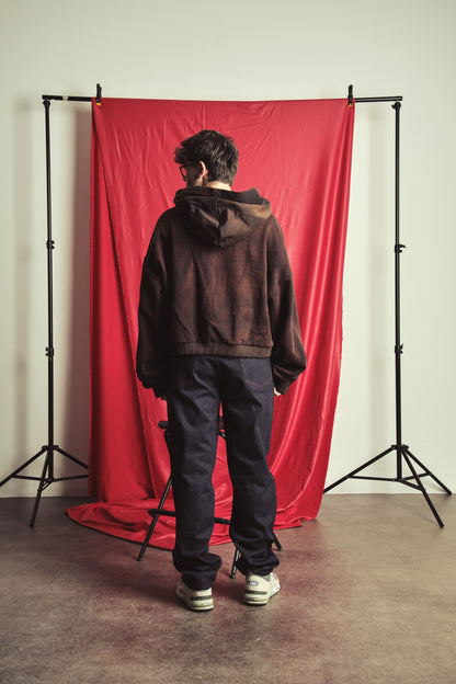 Hoodie-Oversized sleeve DARK CHOCOLATE